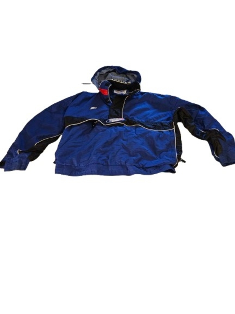 Vintage 1990s NFL Pro Line Starter Half Zip Hooded Jacket Blue Black XL Patriots
